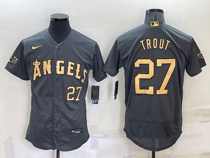 Men Los Angeles Angels #27 Trout Grey 2022 All Star Elite Nike MLB Jerseys